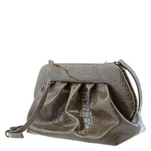 THEMOIRè Bios Croco Faux Leather Clutch in Seaweed Color